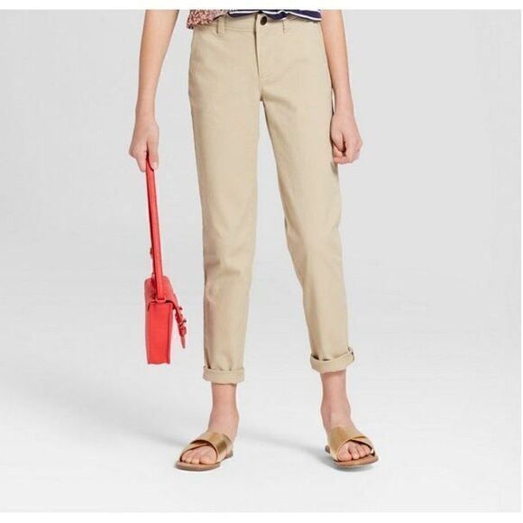 Cat & Jack Girls Skinny Adjustable Waist Twill Pants Khaki Multiple Sizes NEW - Picture 1 of 4